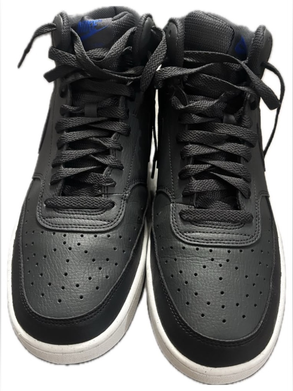 Nike Men's Black High-Top Sneakers with Blue Accents